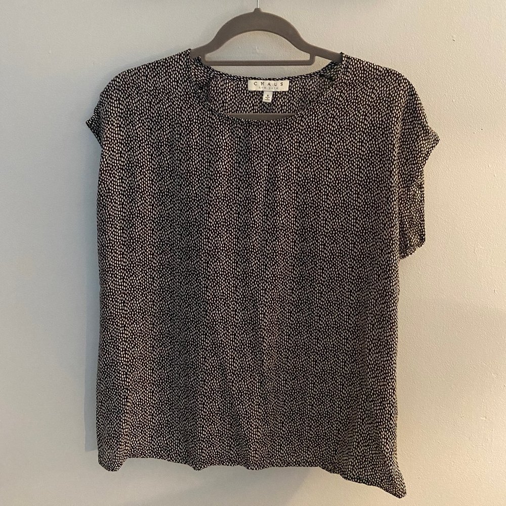 CHAUS NEW YORK Black Speckled Blouse (S)